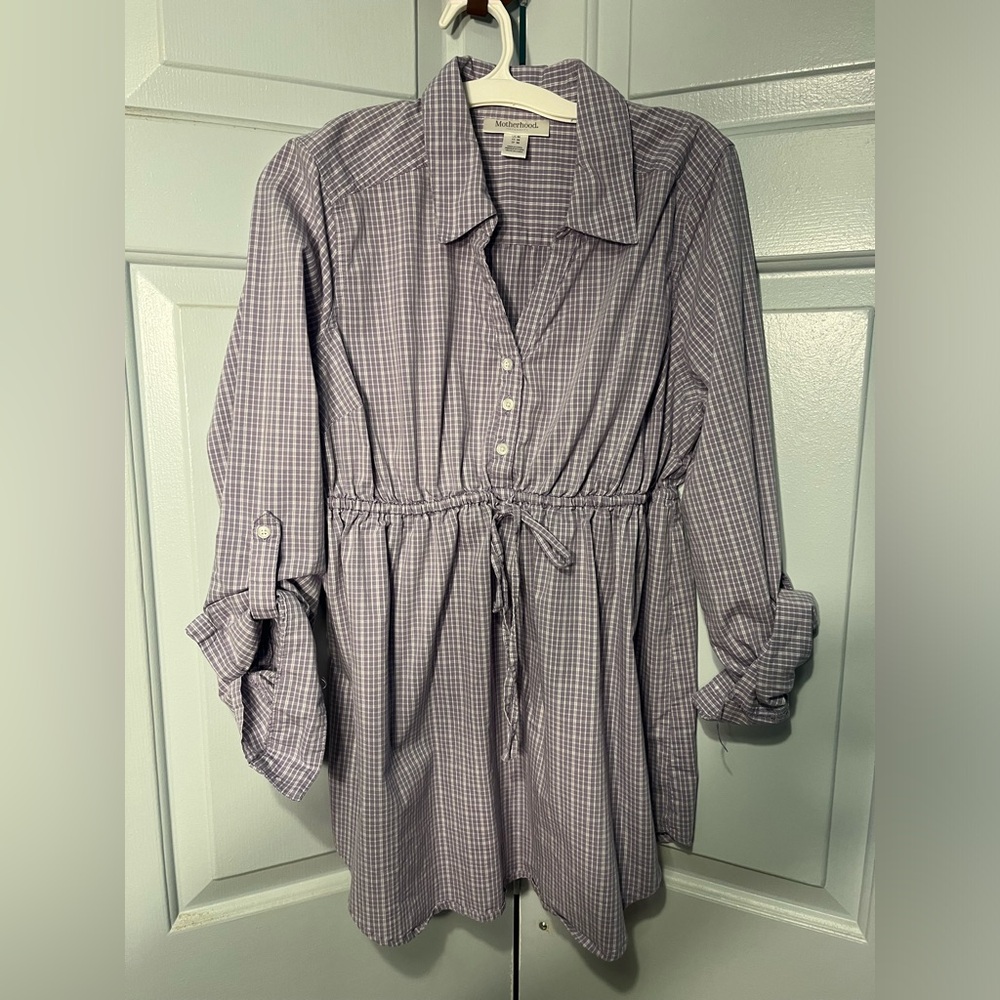 Motherhood Maternity Size M Purple Plad Dress/Tunic